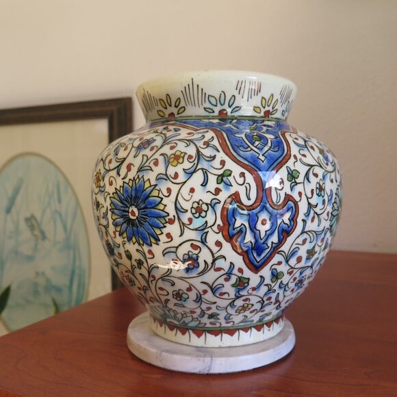 Vintage Turkish Handmade Kütahya Pottery Vase, Iznik Design - Picture 3 of 11